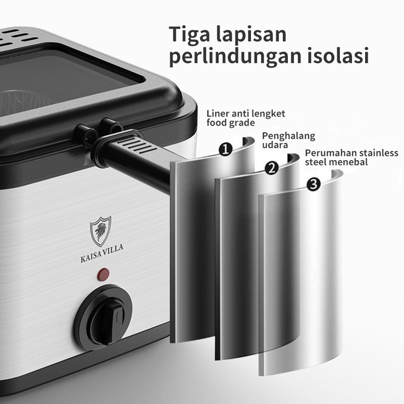 Kaisa Villa Penggorengan Listrik 2.5L Multifungsi Deep Fryer Listrik