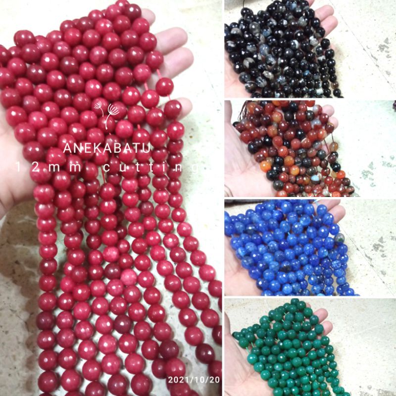 Manik Batu Alam Agate Cutting 12mm