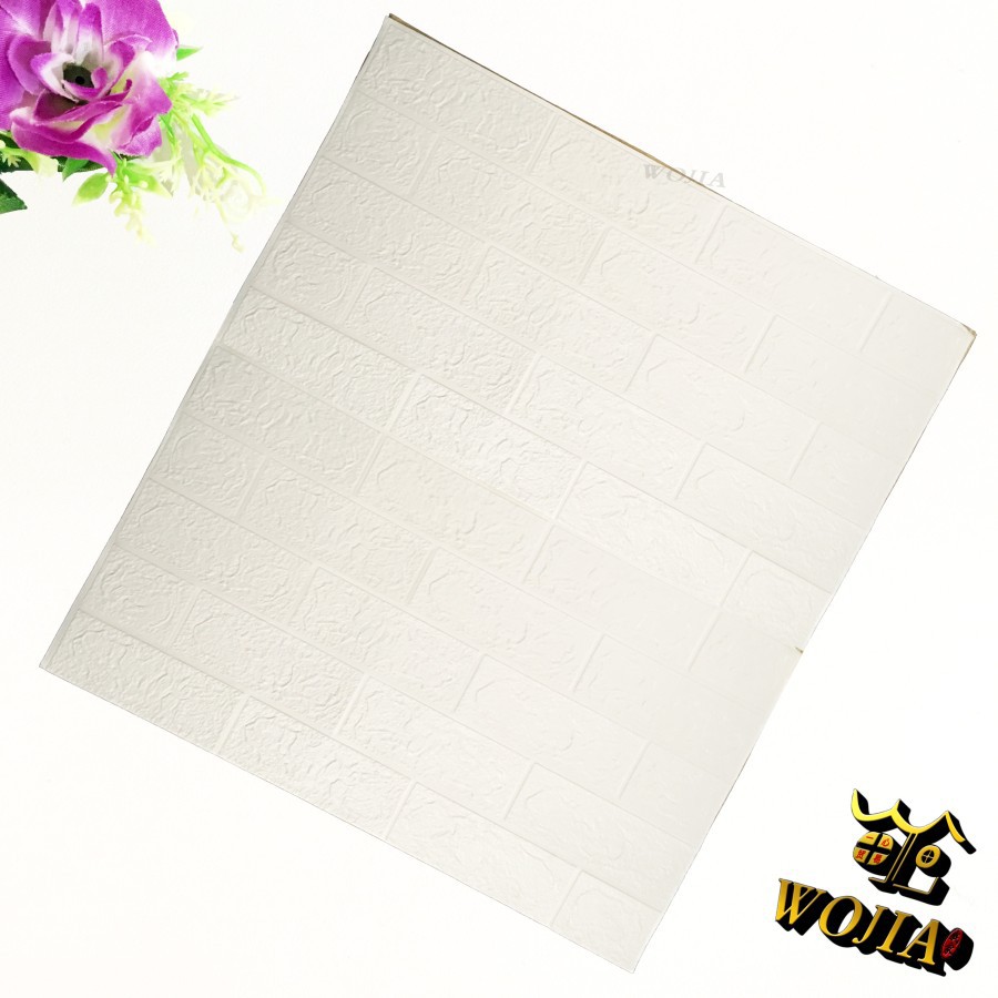 Wallpaper 3D Batu Bata Putih Brick Foam White Dinding Rumah Kamar Tamu