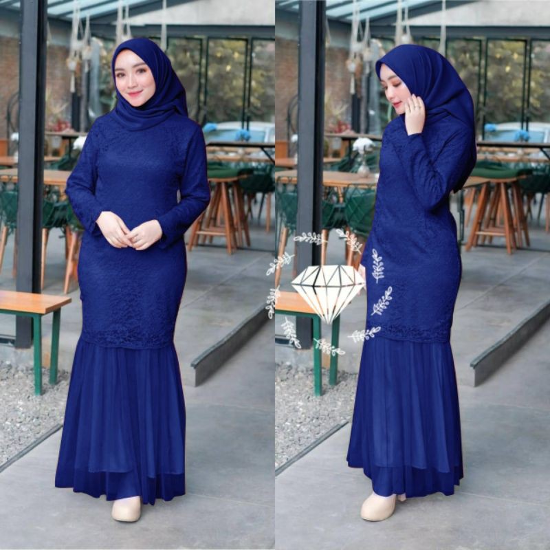 2 UKURAN L XL DRESS MUSLIM GAMIS MAXY NINAMORI BRUKAT FURING TUTU JUMBO BIGSIZE MS ADA VIDEO REAL PICT-7