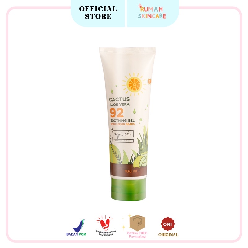 NPURE Cactus Aloe Vera Soothing gel 100 ML (Tube travel size) Moisturizer Gel, Pelembab