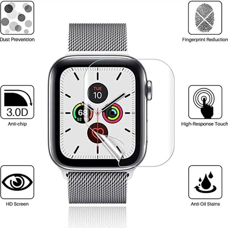 Stiker Pelindung Layar hydrogel Carbon Fiber Untuk Apple Watch Seri 8 3 4 5 6 7 SE 38mm 40mm 41mm 42mm 44mm 45mm