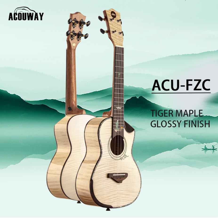 ACOUWAY FZC 24Inch Concert ukulele 2A Canada Tiger Grain Maple top glossy finish original import