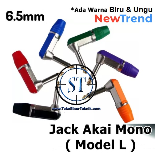 Jack Akai Mono L Newtrend 6.5mm Audio Phone plug Gitar Bass Microphone Mic Sound 6,5mm Right Angle 90 Derajat Packaging Plastik