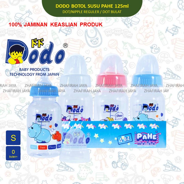 ❤ZJ❤ Botol SUSU DODO PAHE 125ml Dot Silicon Reguler Bulat - Botol SUSU DODO 125ml Dot Bulat M