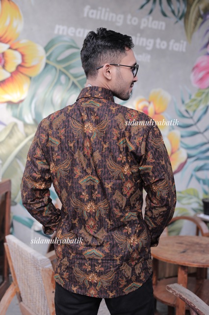 Sidamuliya Batik Kemeja Pria Slimfit Premium Asmapaksi Lengan Panjang