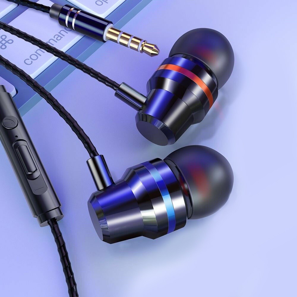 (Buy 1 Get 1 Free) Earphone In Ear HiFi Bass Bahan Metal Anti Air Dengan Kabel Jack 3.5mm