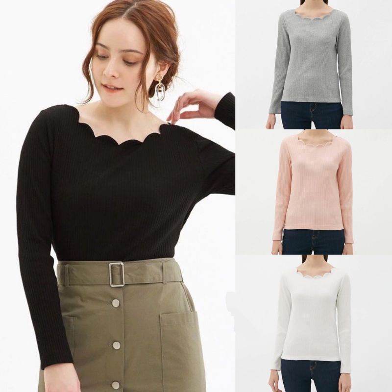 Uniqlo Scallop Knitted Top