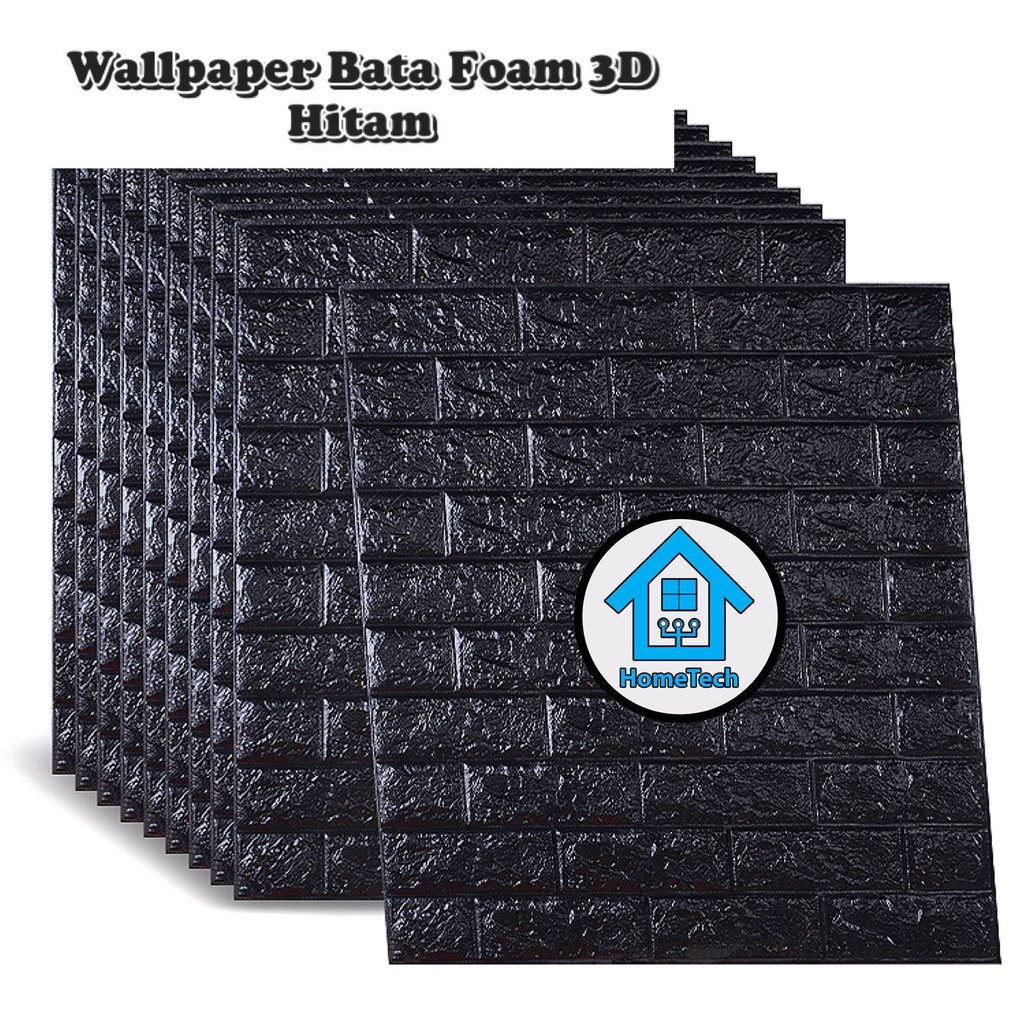 HT Wallpaper Sticker Foam Bata 3D Hitam Premium Wall Paper Stiker Dinding-2