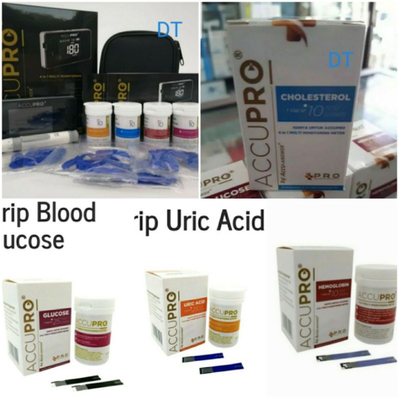 Accupro 4 in 1 gula darah / colesterol / asam urat / hemoglobin / Hb  / Accupro alat  gula darah / kolesterol / asam urat / Hb / alat cek hb / alat cek gula darah accupro