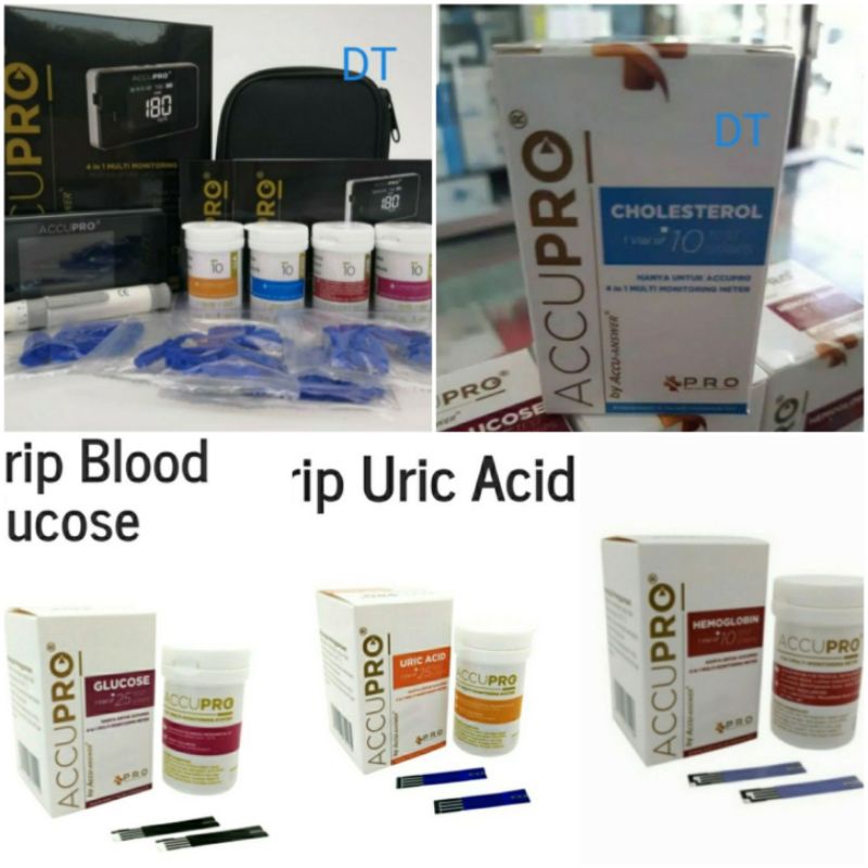Strip kolesterol accupro 10 strip / Strip gula darah accupro 25 strip / Strip asam urat accupro  25 strip / Strip hemoglobin accupro 10 strip / strip Hb / Hemoglobin
