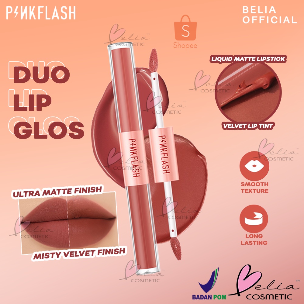 ❤ BELIA ❤ PINKFLASH Duo Lip Gloss PF-L13 | Lip Cream | Lipstick | Lip Color | Lipcream | Pink Falsh | BPOM