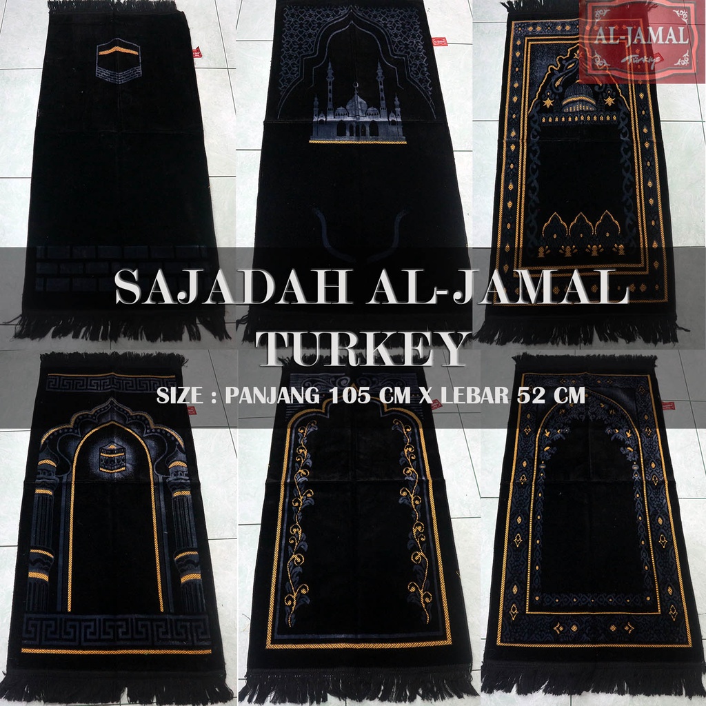 sajadah tanggung hitam polos dan motif TURKEY AL JAMAL