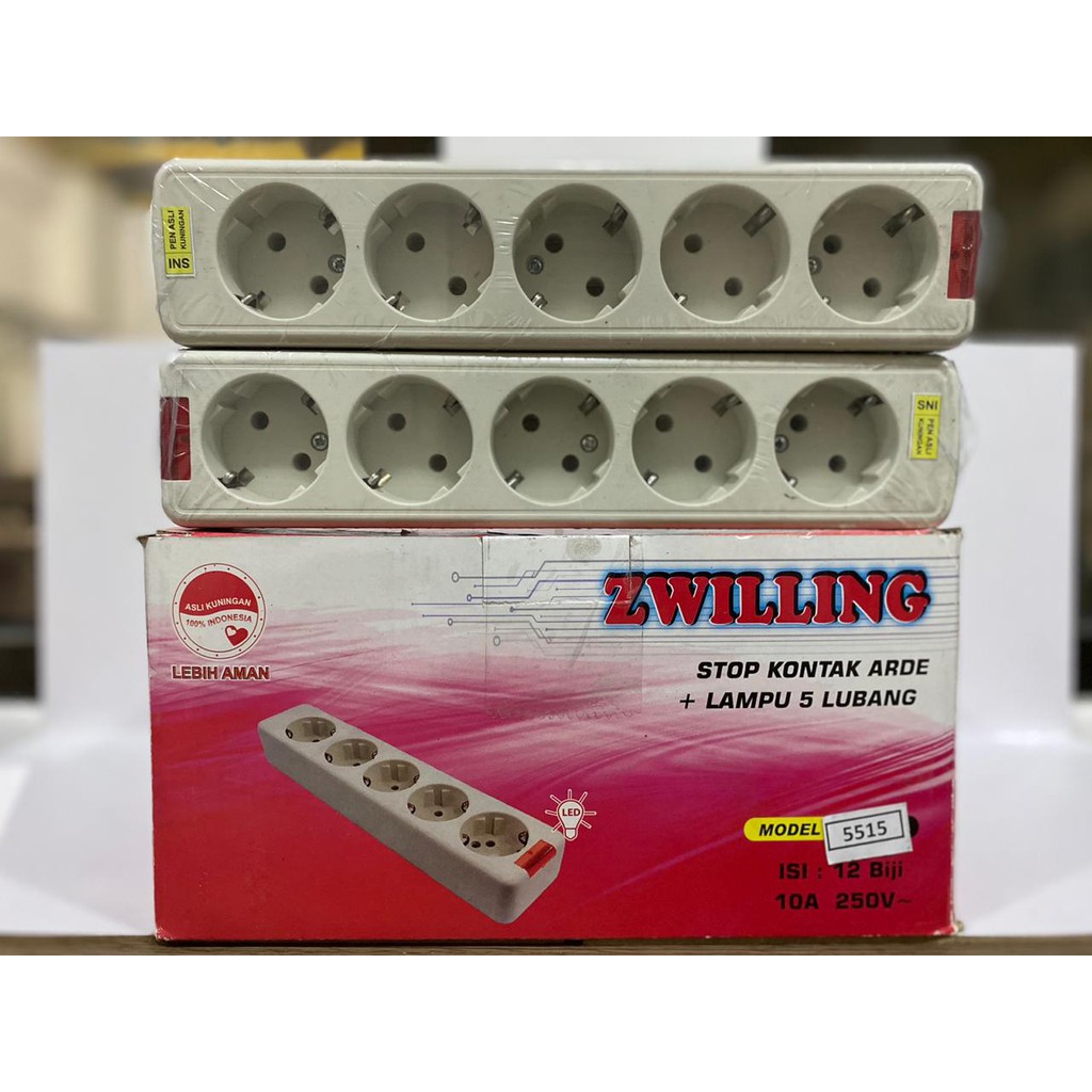 Zwilling Stop Kontak Arde + Lampu 5 Lubang