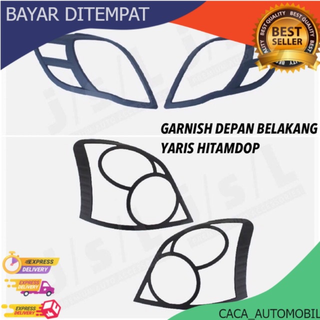 YARIS 2012 2013 GARNISH LAMPU DEPAN BELAKANG HITAM BLACKDOP COVER MURAH BISA COD
