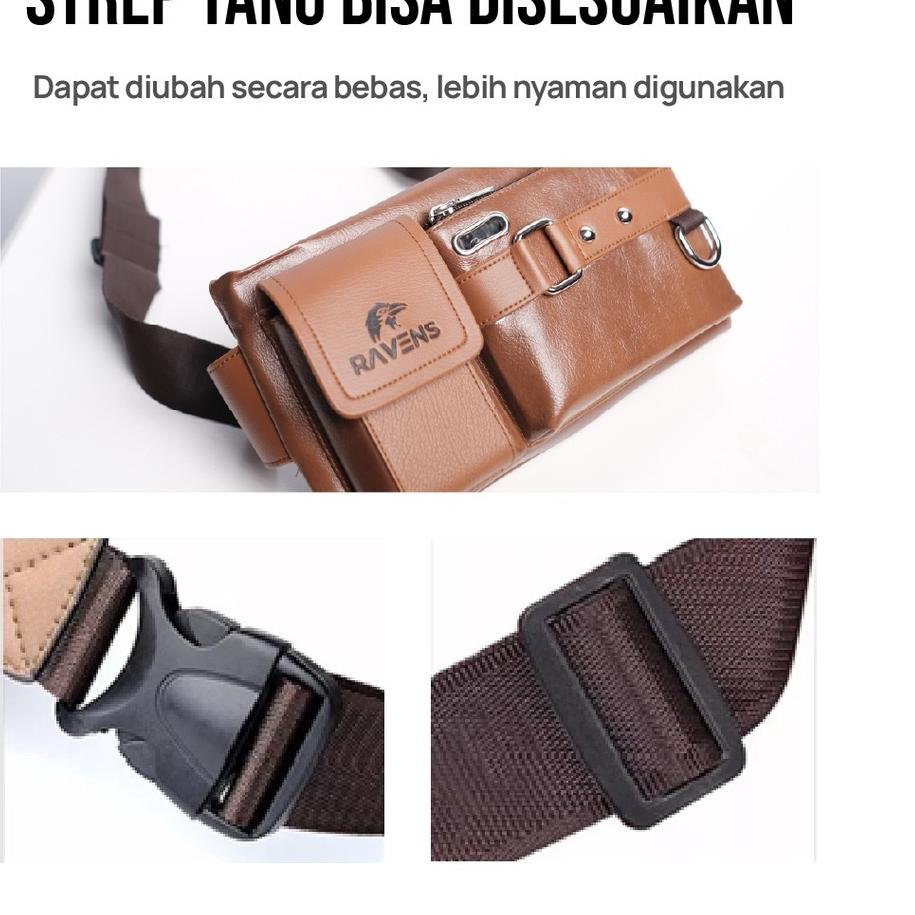 New Sale Tas Selempang Pria Free Dompet Tas Ravens Waistbag Tas Slempang Anti Air Tas Pria Waist Bag