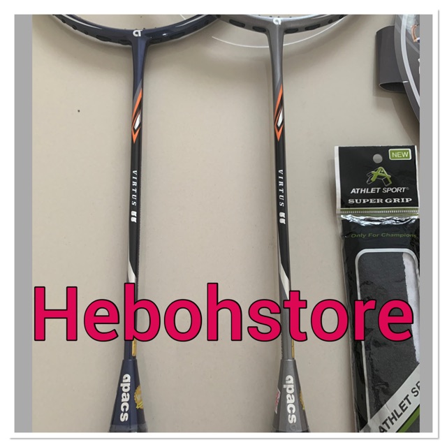 Raket Badminton Apacs Virtus 55+Grip+Senar Yonex Bg66 Original Max 35 Lbs Original