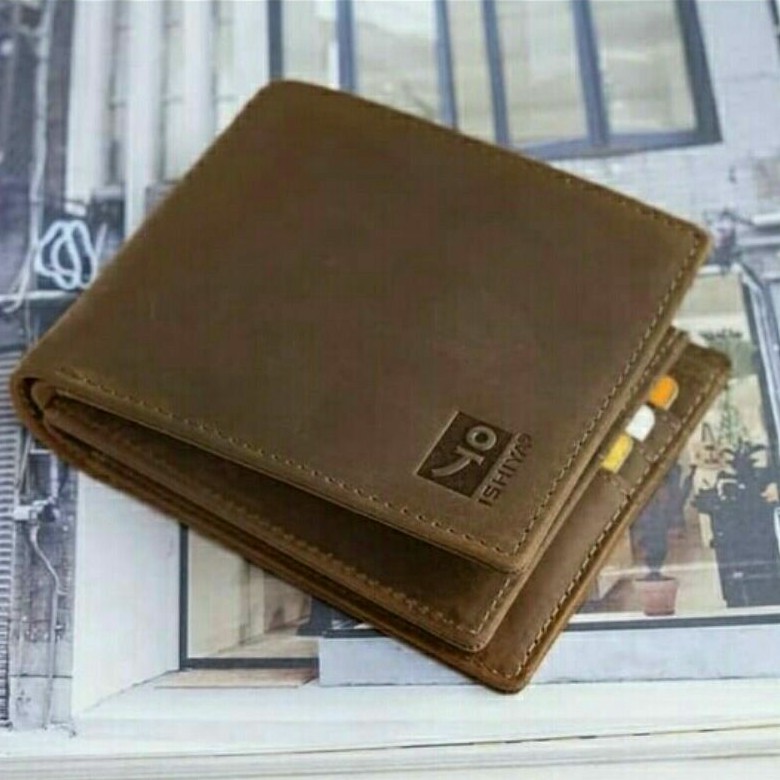 DOMPET 3 DIMENSI KULIT SAPI ASLI PRIA - DOMPET LIPAT CRAZY HORSE