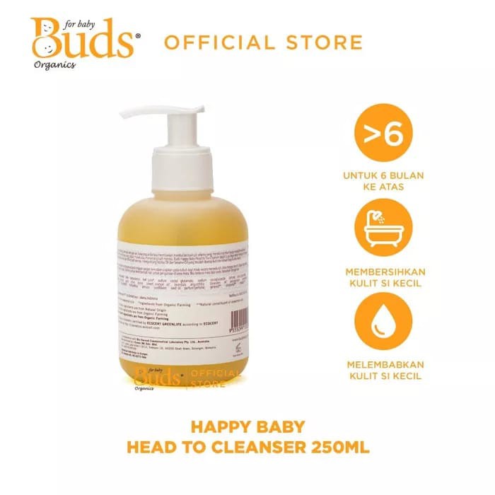 Buds Organic Cherished Happy Baby Head To Toe Cleanser 250ml