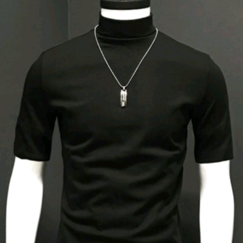 PREMIUM KAOS PRIA TURTLENECK LENGAN PENDEK / Kaos turtleneck pria Leher Tinggi / Kaos Kerah Tinggi