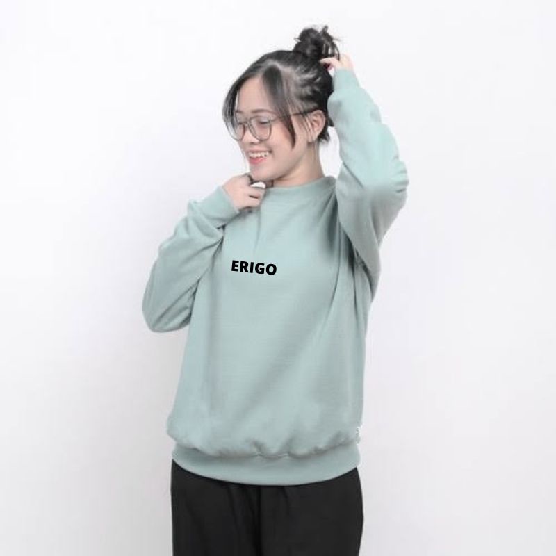 Sweatshirt pria sage green bahan tebal | Crewneck pria wanita murah | Sweter pria terbaru | Jaket viral tiktok | Sweater  aesthetic  | Sweater  vintage