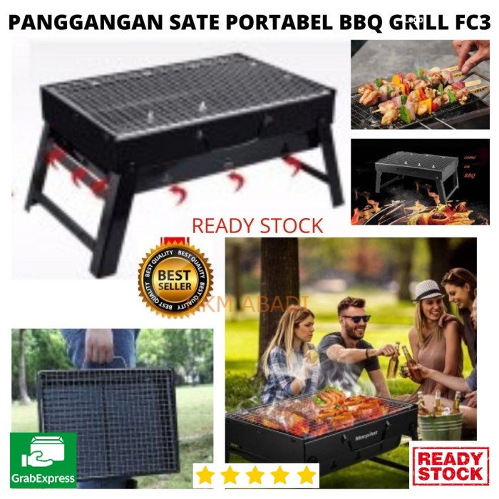 Alat Panggang Sate Arang Barbeque BBQ Grill Portabel Lipat Desktop FC3