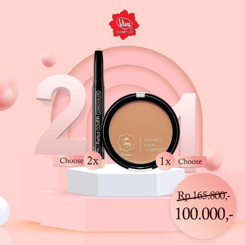 Paket Perfect Look Cover Up Foundation Concealer Viva