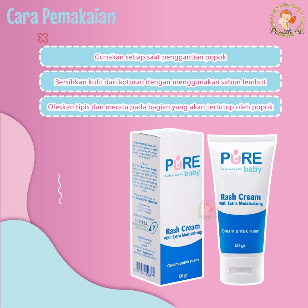 Pure Baby Rash Cream 50gr Krim Anti Ruam Dan Iritasi Bayi PureBB Pure Baby By Mallpompaasi