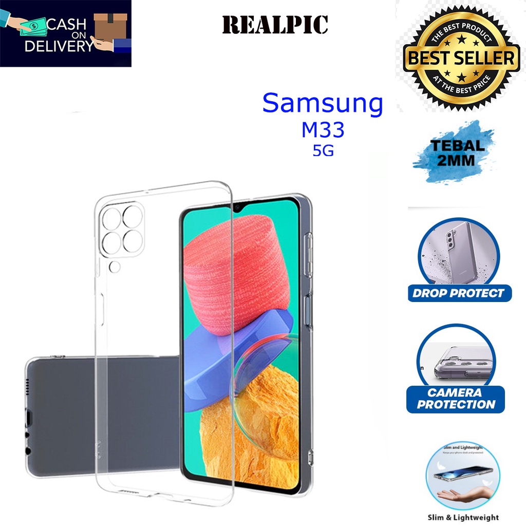 Case Samsung Galaxy M33 5G Casing Clear HD KETEBALAN 2MM BENING TRANSPARAN TPU Premium Softcase