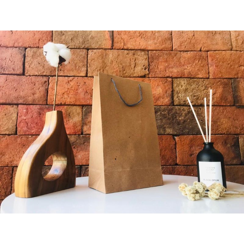 

Paper bag polos tas coklat pernikahan khitan 15x8x25