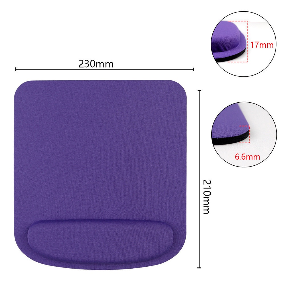 Mouse Pad Bentuk Persegi Ergonomis Anti slip Warna Polos Dengan Bantalan Pergelangan Tangan