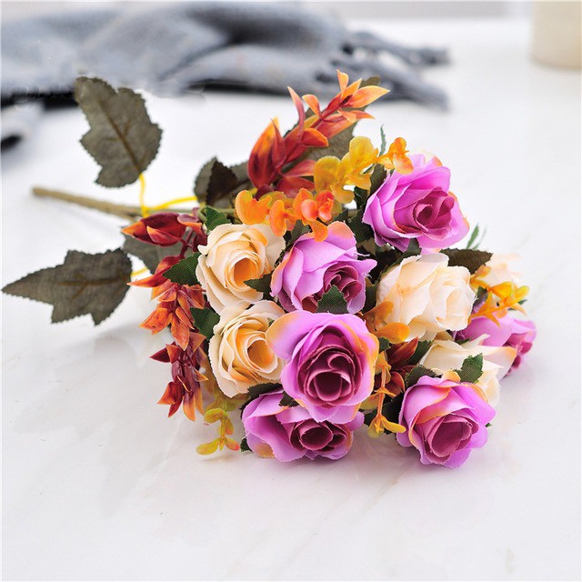 COD BUNGA MAWAR  BUNGA TANGKAI PLASTIK BUNGA ARTIFISIAL BUNGA PAJANGAN IMITASI BUNGA HIASAN BT9004-UNGU MUDA