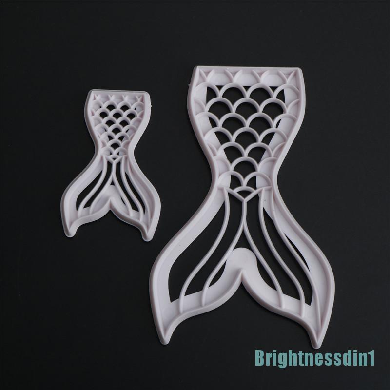 2pcs Cetakan Pemotong Adonan Kue Fondant Desain Ekor Putri Duyung Bahan Plastik