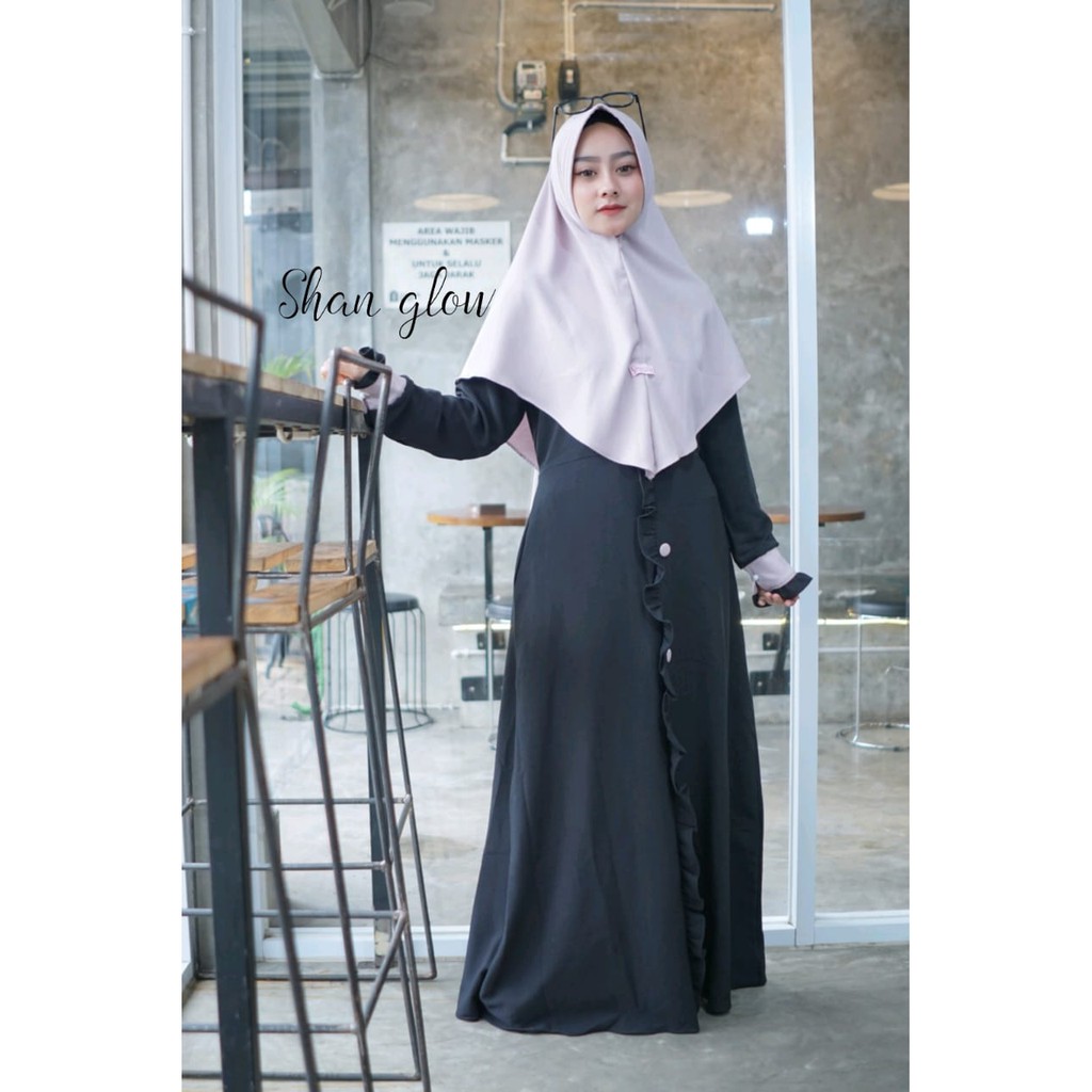 Gamis zahira shan glow one set khimar terbaru remaja wanita muslimah style terkini