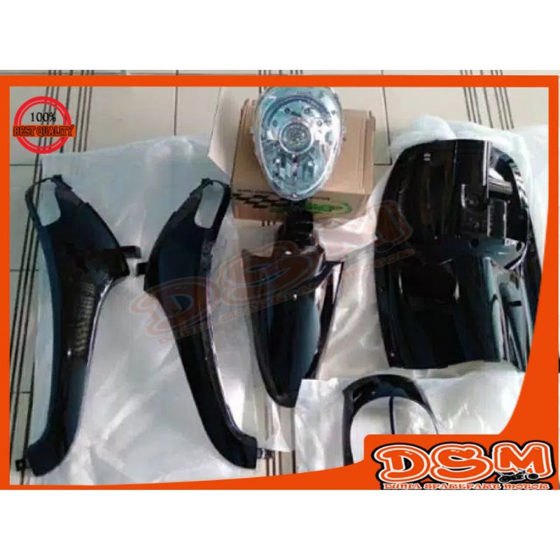 PAKET BODY DEPAN SCOOPY FI HITAM 2013 2016 PLUS LAMPU DEPAN