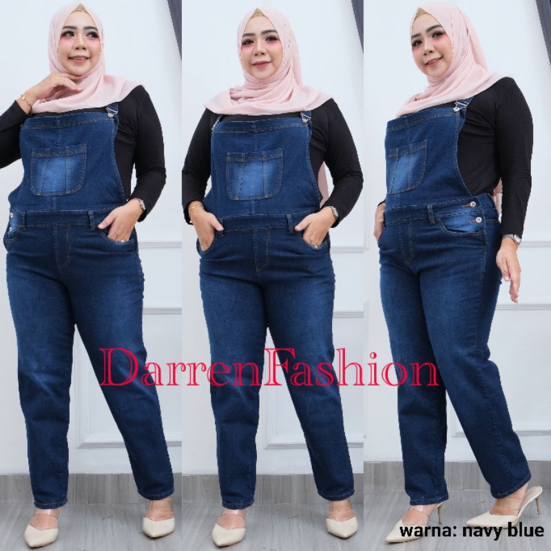 Celana Panjang Wanita Overall Jeans Stretch Jumbo Size 35-38