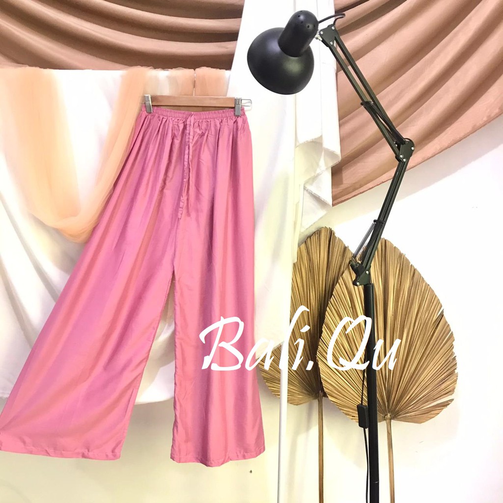 Celana Kulot Panjang Polos Jumbo Bali Qu-DUSTY PINK