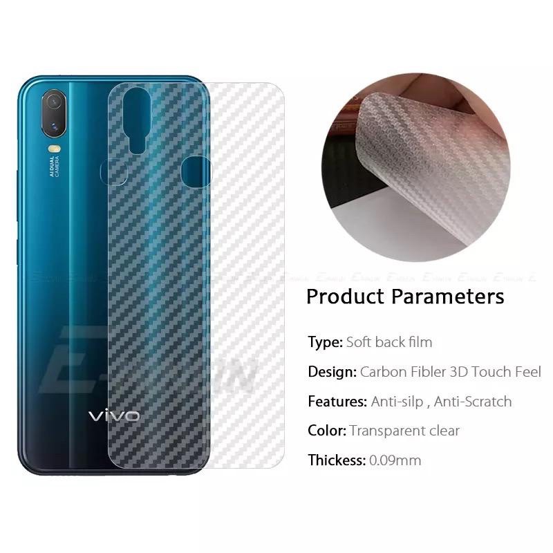 Skin Carbon VIVO V15 PRO Y01 Y12i Y20 Y20i Y11 Y12 Y15 Y15S Y15A Y17 Y73 Y75 V5 V5S V9 4G 5G antigores belakang Garskin Sticker