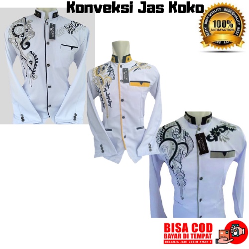 jasko bordir | jas koko dewasa | kemeja koko pria lengan panjang