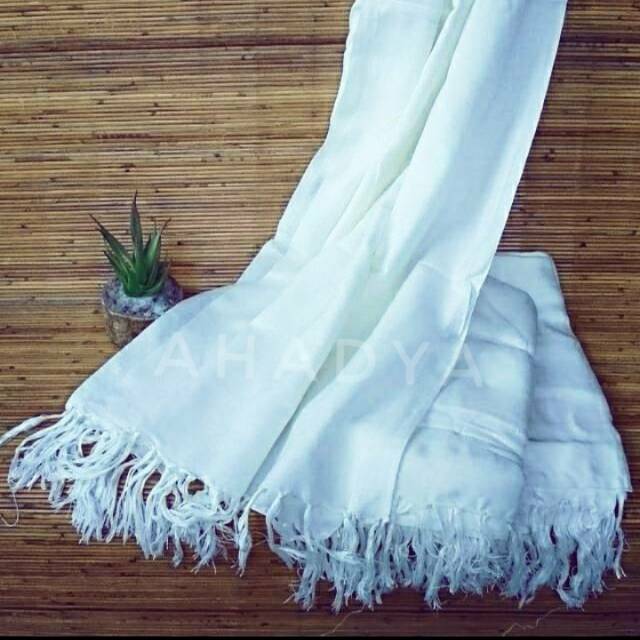 Pasmina/Syal/Shawl/Scarf Putih Polos Tenun ATBM
