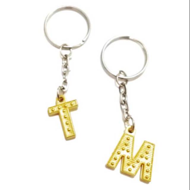 Gantungan Kunci Golden Inisial Custom | Initial Key Chain Emas Alphabet Huruf