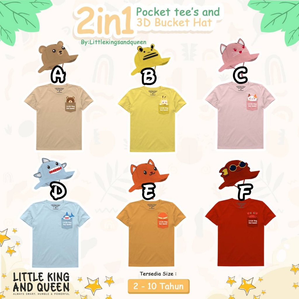 Pocket Tees and 3d bucket Little King and Queen