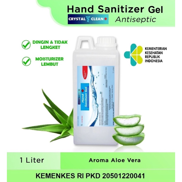 hand Sanitizer 1L GEL 70% Crystal Clean refill hand gel