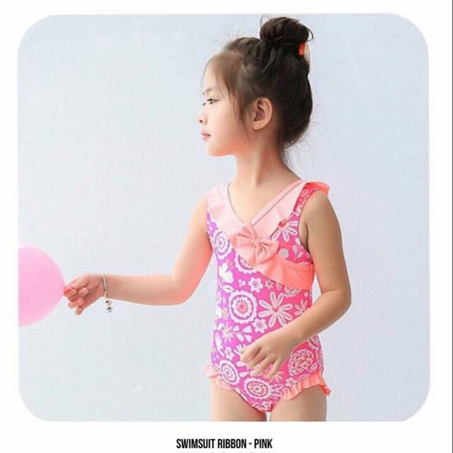 Baju renang swimsuit cantik lucu pink murah impor anak balita bayi perempuan cewek