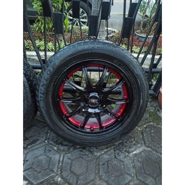 4 Velg r15 PCD 100+Ban 185/60 Brio calya sigra agya ayla vios jazz yaris karimun sirion ignis etios aerio baleno soluna civic city