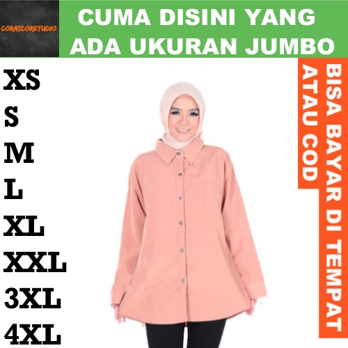 CORATCORETUDIO Kemeja Wanita Jumbo Panjang Polos Muslim COKLAT SUSU KHAKI MOKA KREM KHAKIS