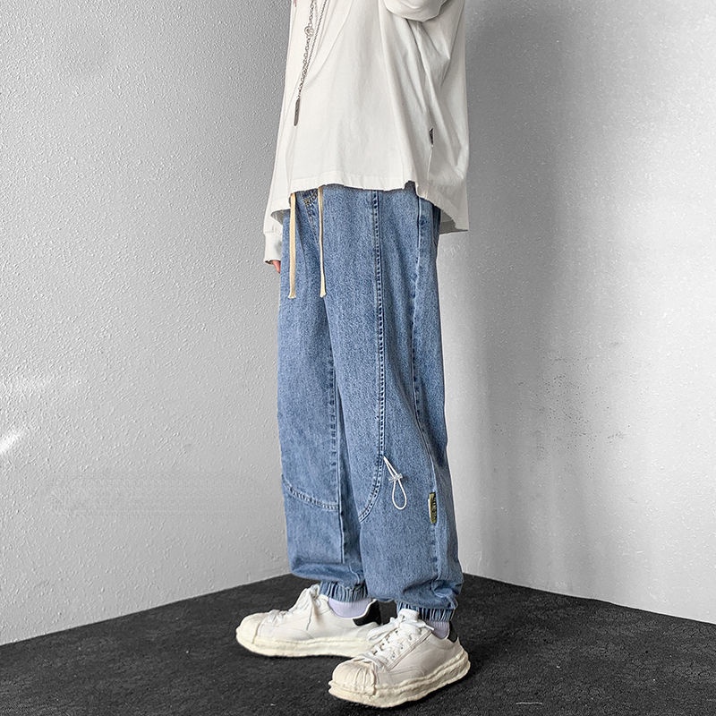 Celana Overall Pria Bertali Pinggang Elastis Jeans