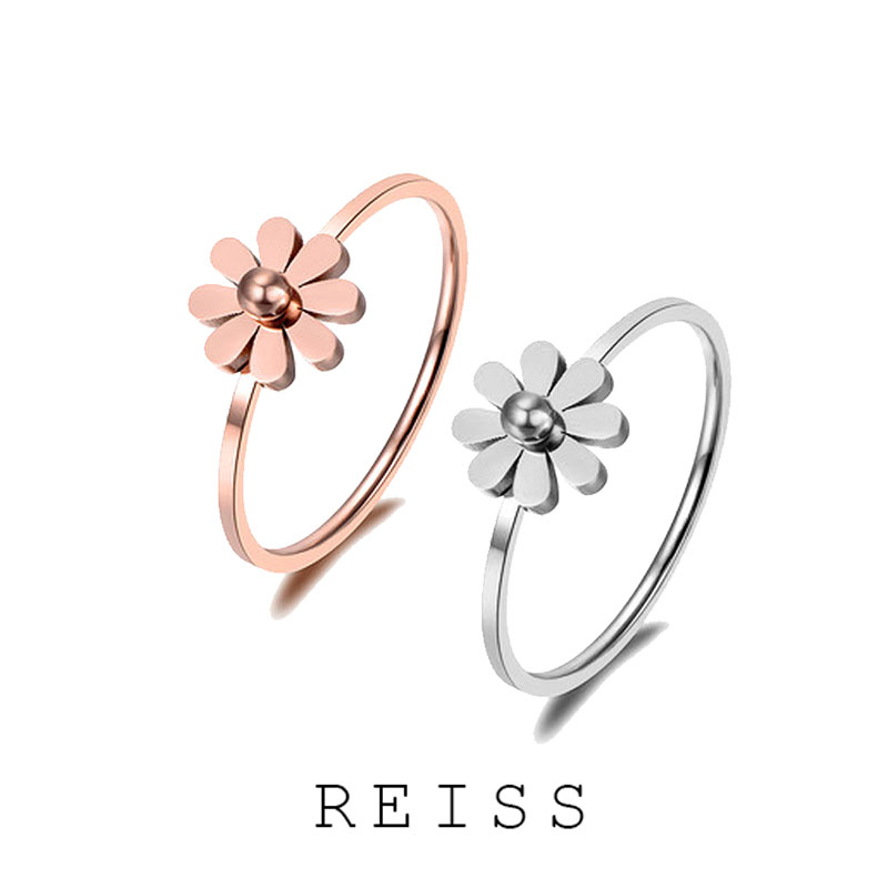 Cincin Desain Daisy Camellia Bahan Titanium Untuk Pria Dan Wanita