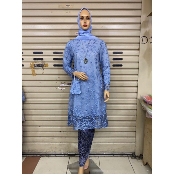 kebaya tunik baby blue