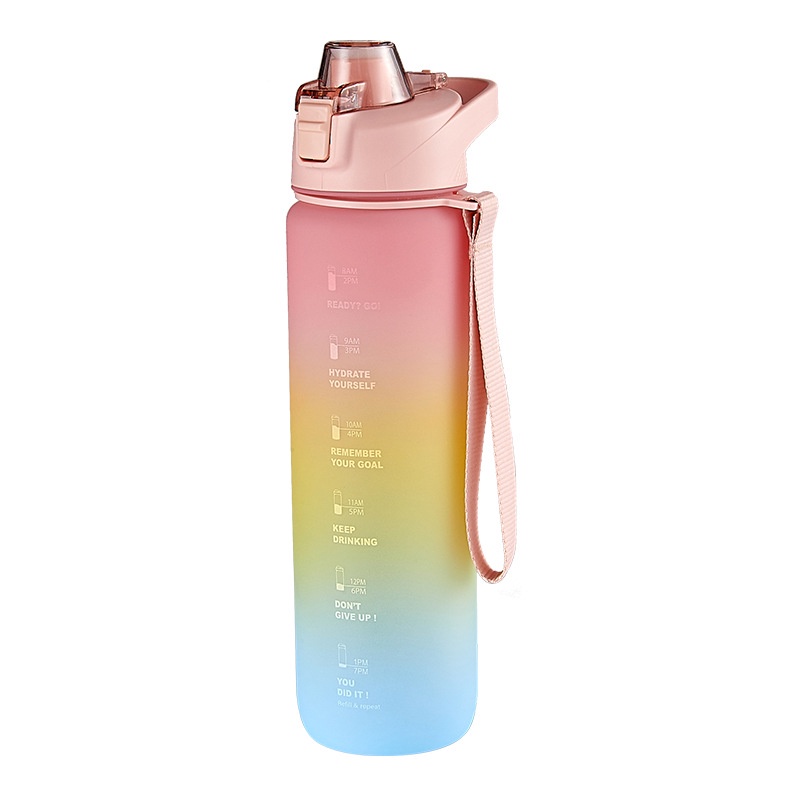 Botol Minum Kapasitas Besar 1000ml Warna Gradasi Dengan Sedotan Untuk Olahraga / Fitness / Outdoor